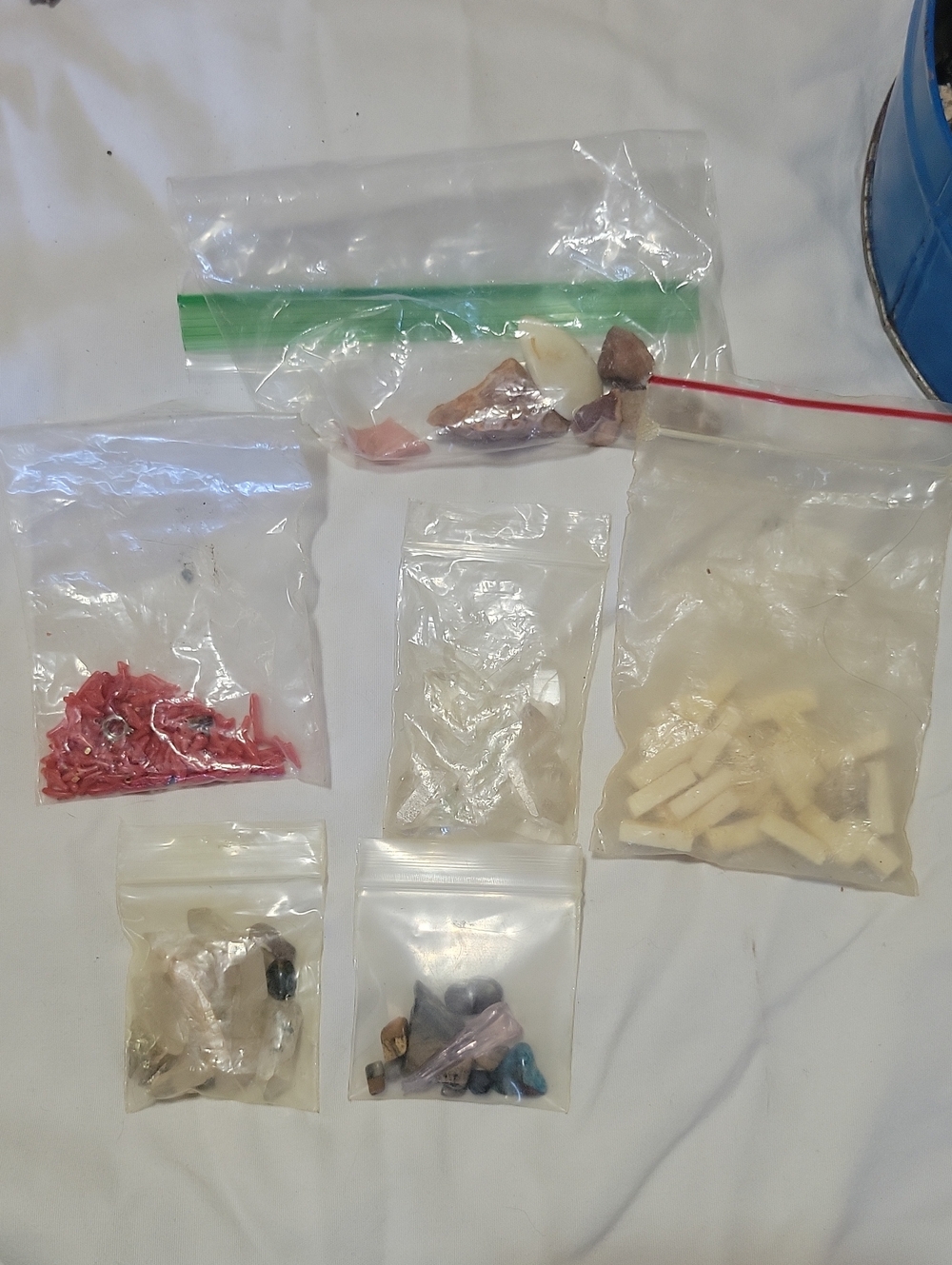 Assorted Decorative Stones and Beads - Green, Pink, Cream, Brown, Blue
